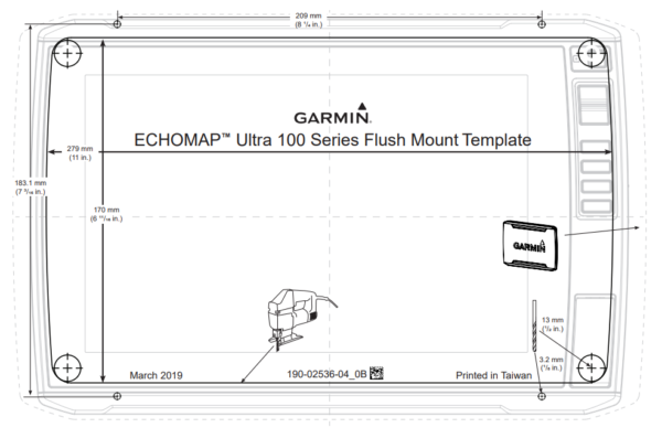 EchoMap Ultra 105sv Mounting Template