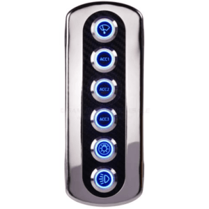 Switch panel SS 6 gang push on-off LED Blue